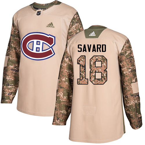 Adidas Canadiens #18 Serge Savard Camo Authentic Veterans Day Stitched NHL Jersey - Click Image to Close